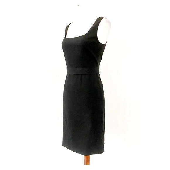 Elie Tahari Sleeveless Square Neck Wool Blend Ribbon Belted Dress Size 6 - Picture 3 of 7